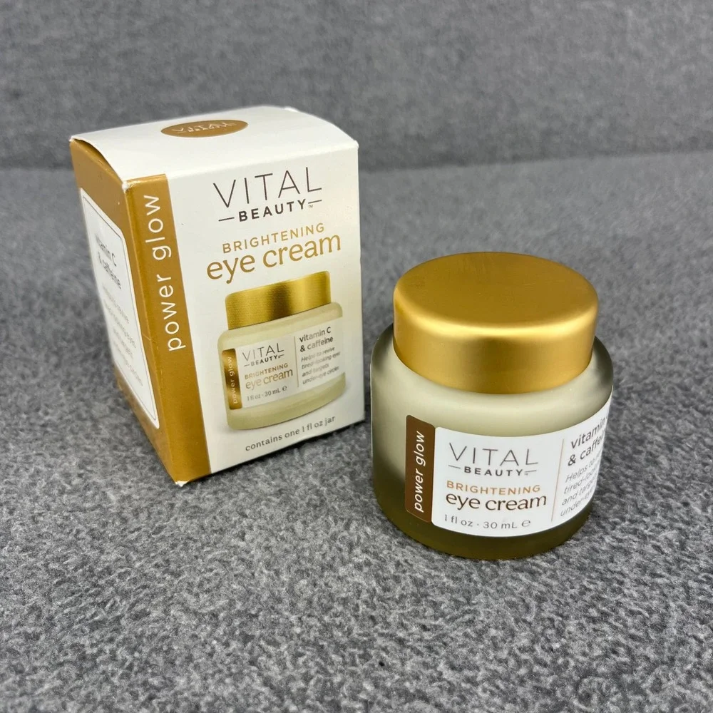 Vital Beauty Brightening Eye Cream Vitamin C Caffeine Power Glow Skincare 1 oz